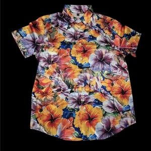 Satin Floral Hawaiian Men's Shirt S NWT